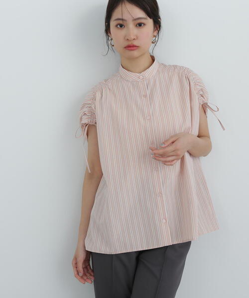 N.（N. Natural Beauty Basic）（エヌエヌナチュラルビューティーベーシック）の「バンドカラードロストシャツ（シャツ/ブラウス・レディース・ブルー系その他/オフホワイト/ピンク系その他・MEDIUM）」の3枚目の写真