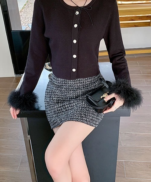 Pittok（ピットク）の「ツイード調ラメミニスカート（スカート・レディース・ピンク/アイボリー・MEDIUM）」の19枚目の写真