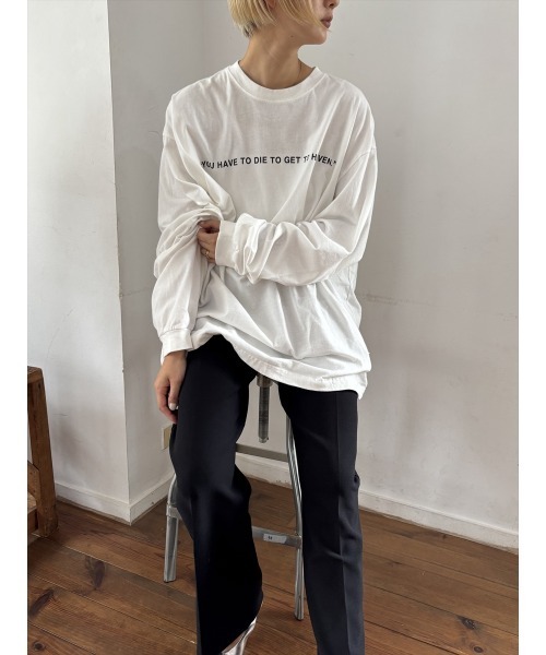 Day and Grade（デイアンドグレイド）の「【メッセージロゴ】オーバーサイズ ロングスリーブTシャツ / ビッグシルエット ロンT / ユニセックス（Tシャツ/カットソー・レディース・オフホワイト・FREE）」の11枚目の写真