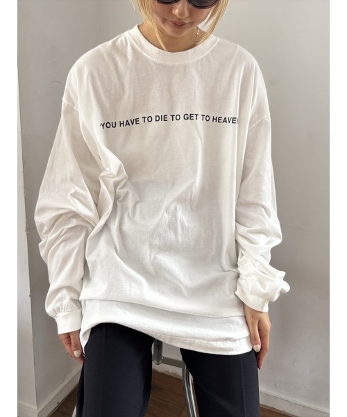 Day and Grade（デイアンドグレイド）の「【メッセージロゴ】オーバーサイズ ロングスリーブTシャツ / ビッグシルエット ロンT / ユニセックス（Tシャツ/カットソー・レディース・オフホワイト・FREE）」の10枚目の写真