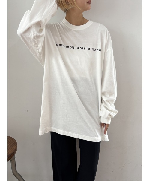 Day and Grade（デイアンドグレイド）の「【メッセージロゴ】オーバーサイズ ロングスリーブTシャツ / ビッグシルエット ロンT / ユニセックス（Tシャツ/カットソー・レディース・オフホワイト・FREE）」の9枚目の写真