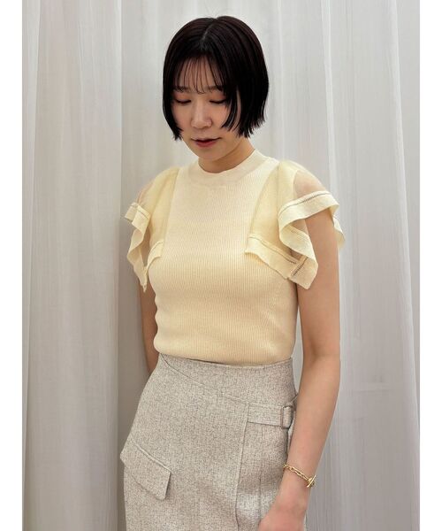 LAGUNAMOON(ラグナムーン)の「ハンカチーフスリーブニットプルオーバー(ニット/セーター・レディース・ブラック/アイボリー/ミント・FREE)」の4枚目の写真