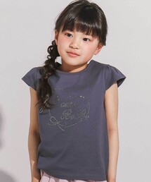 BeBe（ベベ）の「ラインストーンハートロゴ天竺キャップスリーブTシャツ(100~160cm)（Tシャツ/カットソー・キッズ）」