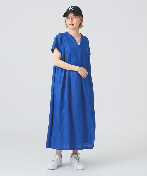 Ray BEAMS（レイビームス）の「リネン タック キーネック ワンピース [手洗い可]（ワンピース・レディース・ブラック/ブルー/レッド・ONE SIZE）」の12枚目の写真