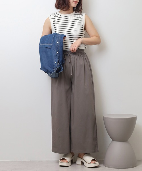 atONE(アットワン)の「ライトクールストレッチワイドパンツ(その他パンツ・レディース・ブラック/チャコール・M/L)」の9枚目の写真