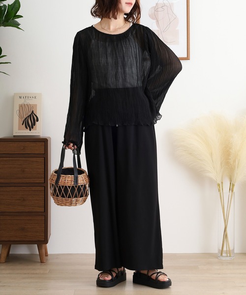 atONE(アットワン)の「ライトクールストレッチワイドパンツ(その他パンツ・レディース・ブラック/チャコール・M/L)」の16枚目の写真
