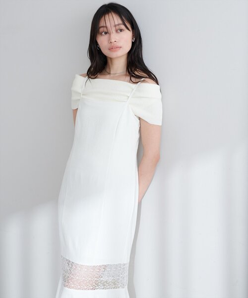natural couture(ナチュラルクチュール)の「オフショルノースリプルオーバー(ニット/セーター・レディース・オフホワイト/サックスブルー/ピンクベージュ/ネイビー/イエロー・FREE)」の7枚目の写真
