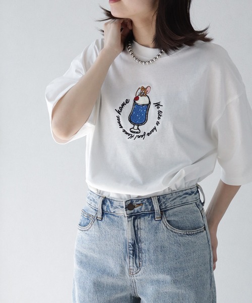 Tom＆Jerry（トムアンドジェリー）の「【Tom & Jerry/トム & ジェリー】ミニサガラ刺繍ハーフスリーブTシャツ（Tシャツ/カットソー・メンズ・オフホワイト/グレイッシュベージュ/ブルーグレー/スミクロ・M/L/LL）」の21枚目の写真