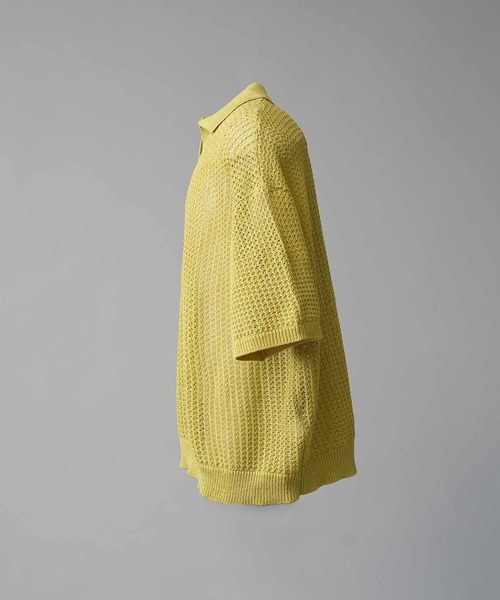 UNISEX》Prime-Over Mesh Short Sleeve Skipper Knit Pullover