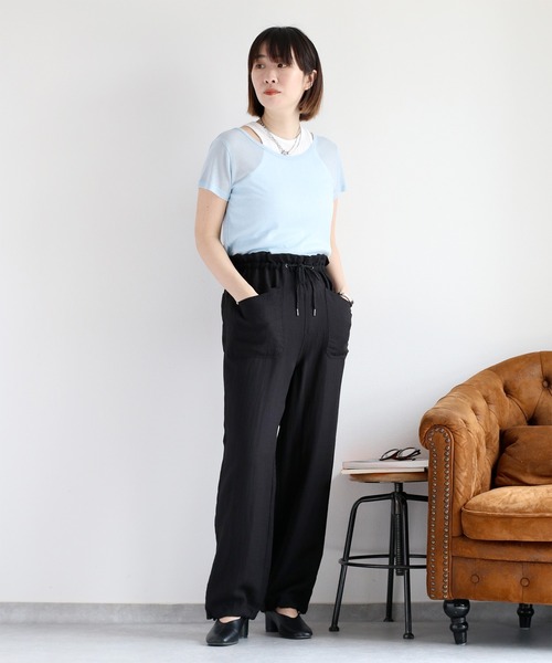 cepo（セポ）の「リネンミックスイージーワークパンツ（その他パンツ・レディース・ブラック/オフホワイト/オリーブ・S/M）」の3枚目の写真