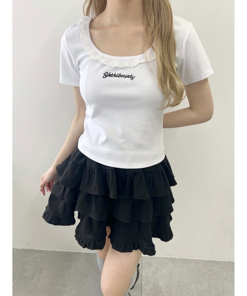 PHILLY(フィリー)の「【PHILLY】レースネックTシャツ(Tシャツ/カットソー・レディース・ホワイト/グレー・FREE)」の12枚目の写真