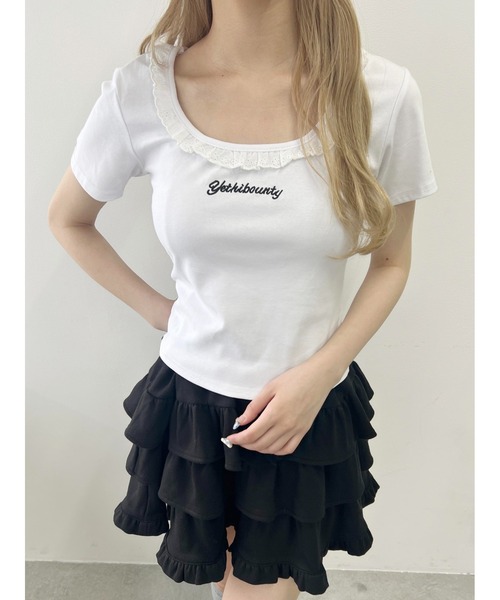 PHILLY(フィリー)の「【PHILLY】レースネックTシャツ(Tシャツ/カットソー・レディース・ホワイト/グレー・FREE)」の13枚目の写真