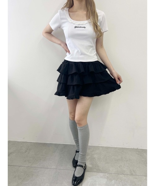 PHILLY(フィリー)の「【PHILLY】レースネックTシャツ(Tシャツ/カットソー・レディース・ホワイト/グレー・FREE)」の15枚目の写真