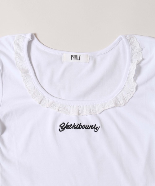 PHILLY(フィリー)の「【PHILLY】レースネックTシャツ(Tシャツ/カットソー・レディース・ホワイト/グレー・FREE)」の7枚目の写真