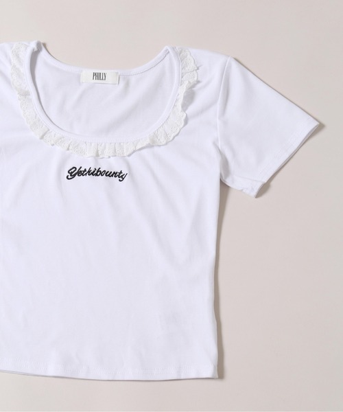 PHILLY(フィリー)の「【PHILLY】レースネックTシャツ(Tシャツ/カットソー・レディース・ホワイト/グレー・FREE)」の9枚目の写真