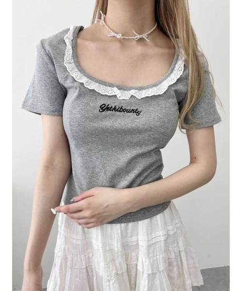 PHILLY(フィリー)の「【PHILLY】レースネックTシャツ(Tシャツ/カットソー・レディース・ホワイト/グレー・FREE)」の17枚目の写真