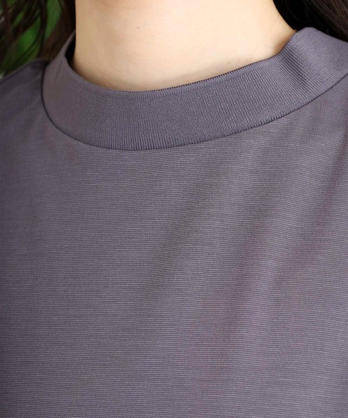 EGLANTINE(エグランティーヌ)の「EGLANTINE バックタックデザインTシャツ 素材切り替え 裾シアーカットソー(Tシャツ/カットソー・レディース・チャコールグレー/オフホワイト/ブラック・40)」の21枚目の写真