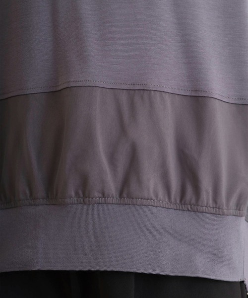 EGLANTINE(エグランティーヌ)の「EGLANTINE バックタックデザインTシャツ 素材切り替え 裾シアーカットソー(Tシャツ/カットソー・レディース・チャコールグレー/オフホワイト/ブラック・40)」の22枚目の写真