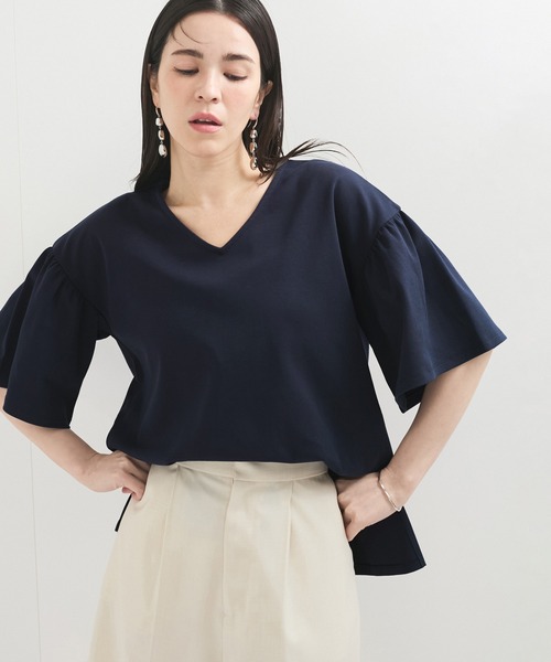 le cercle ADAM ET ROPE'(ルセルクルアダムエロペ)の「【UVケア】袖ボリュームTシャツ(Tシャツ/カットソー・レディース・グレー系その他/ネイビー/グリーン系その他2・FREE)」の2枚目の写真