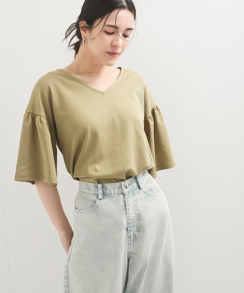 le cercle ADAM ET ROPE'(ルセルクルアダムエロペ)の「【UVケア】袖ボリュームTシャツ(Tシャツ/カットソー・レディース・グレー系その他/ネイビー/グリーン系その他2・FREE)」の13枚目の写真