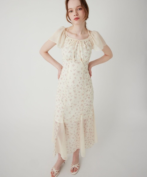 ME COUTURE（ミークチュール）の「ドットフルールMIXドレス（ワンピース・レディース・ブラック/アイボリー/ピンク・FREE）」の2枚目の写真