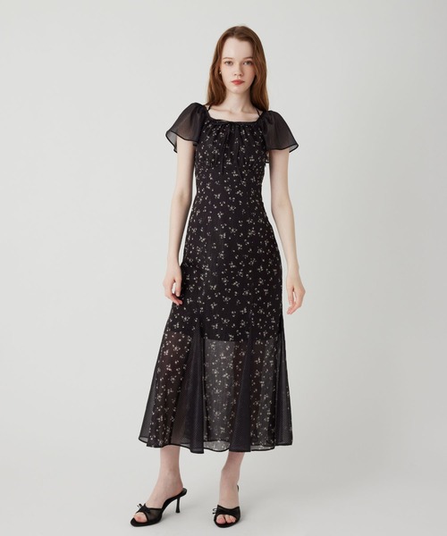 ME COUTURE（ミークチュール）の「ドットフルールMIXドレス（ワンピース・レディース・ブラック/アイボリー/ピンク・FREE）」の3枚目の写真