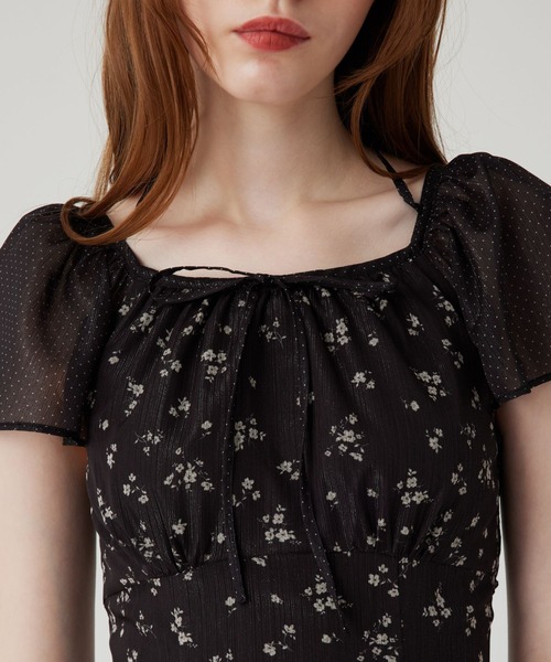 ME COUTURE（ミークチュール）の「ドットフルールMIXドレス（ワンピース・レディース・ブラック/アイボリー/ピンク・FREE）」の5枚目の写真