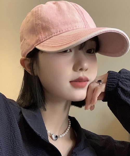 VIBGYOR（ヴィブジョー）の「pur chouchou/ケミカルウォッシュ デニム キャップ P4292（キャップ・レディース・グリーン/ピンク/ベビーピンク/ブラック/その他2/その他1・FREE）」の4枚目の写真