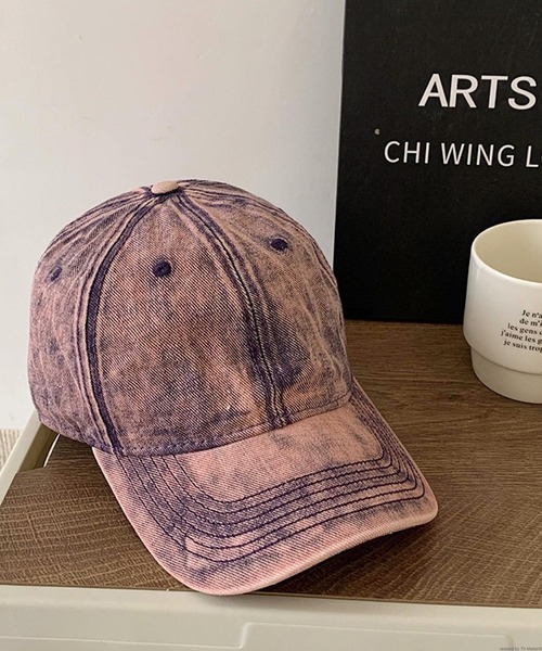 VIBGYOR（ヴィブジョー）の「pur chouchou/ケミカルウォッシュ デニム キャップ P4292（キャップ・レディース・グリーン/ピンク/ベビーピンク/ブラック/その他2/その他1・FREE）」の3枚目の写真