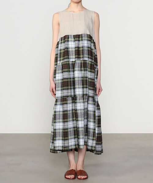 【別注新品】O'Neil of Dublinリネンロングワンピース F O'NEIL OF DUBLIN | リネン ティアードワンピース WOMEN