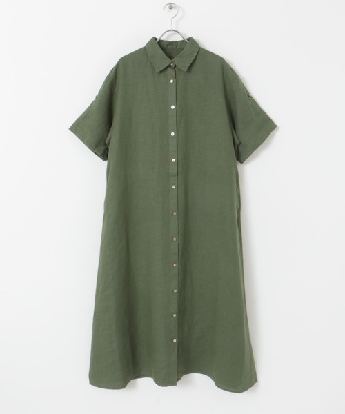 URBAN RESEARCH DOORS 半袖シャツワンピース M URBAN RESEARCH DOORS｜『WEB/一部店舗限定カラー』リネン半袖