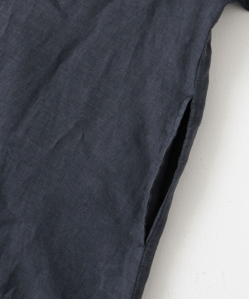 URBAN RESEARCH DOORS(アーバンリサーチドアーズ)の「『WEB/一部店舗限定カラー』リネン半袖シャツワンピース(ワンピース・レディース・ブラウン/グリーン/ネイビー/ブラック・MEDIUM)」の5枚目の写真