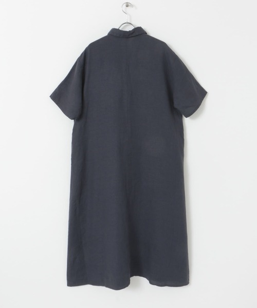 URBAN RESEARCH DOORS(アーバンリサーチドアーズ)の「『WEB/一部店舗限定カラー』リネン半袖シャツワンピース(ワンピース・レディース・ブラウン/グリーン/ネイビー/ブラック・MEDIUM)」の6枚目の写真