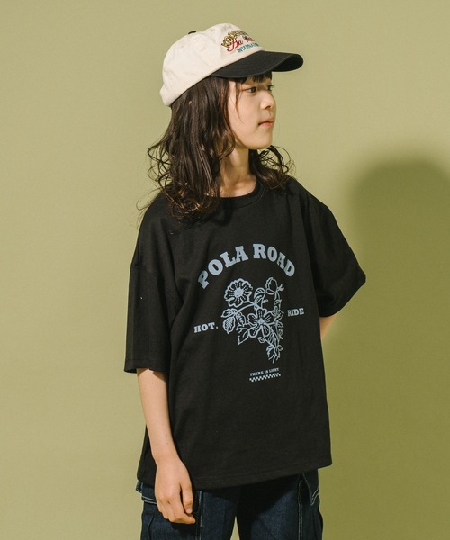 URBAN CHERRY(アーバンチェリー)の「【POLAROAD/ポーラロード】ステッチフラワーロゴオーバーサイズTシャツ(Tシャツ/カットソー・キッズ・ブラック/グリーン/ホワイト・150cm/140cm/120cm/160cm/130cm)」の8枚目の写真