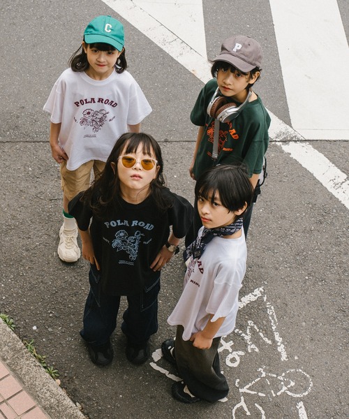 URBAN CHERRY(アーバンチェリー)の「【POLAROAD/ポーラロード】ステッチフラワーロゴオーバーサイズTシャツ(Tシャツ/カットソー・キッズ・ブラック/グリーン/ホワイト・150cm/140cm/120cm/160cm/130cm)」の12枚目の写真