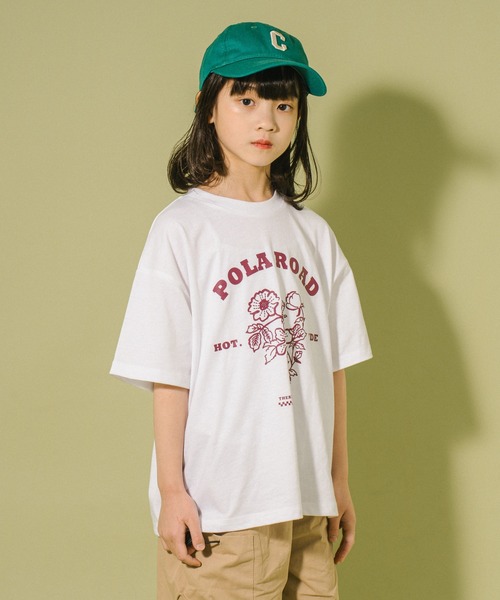 URBAN CHERRY(アーバンチェリー)の「【POLAROAD/ポーラロード】ステッチフラワーロゴオーバーサイズTシャツ(Tシャツ/カットソー・キッズ・ブラック/グリーン/ホワイト・150cm/140cm/120cm/160cm/130cm)」の19枚目の写真
