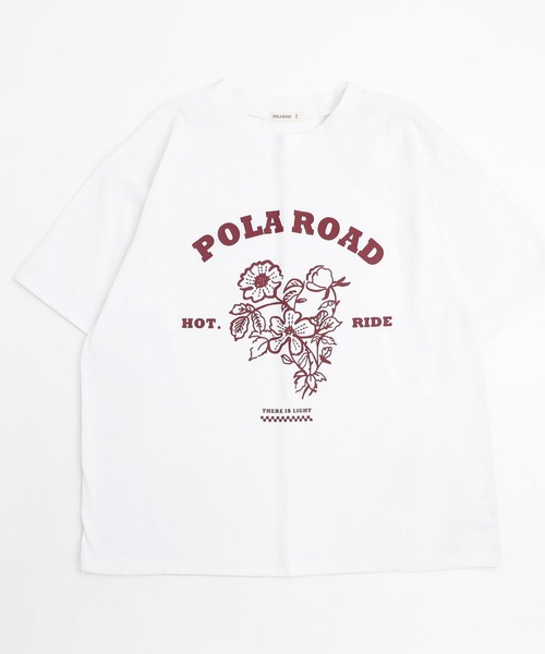 URBAN CHERRY(アーバンチェリー)の「【POLAROAD/ポーラロード】ステッチフラワーロゴオーバーサイズTシャツ(Tシャツ/カットソー・キッズ・ブラック/グリーン/ホワイト・150cm/140cm/120cm/160cm/130cm)」の5枚目の写真