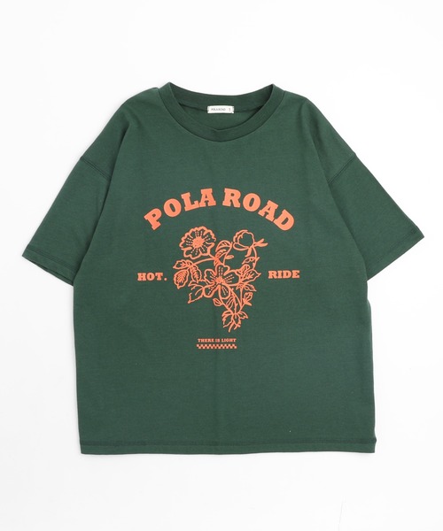 URBAN CHERRY(アーバンチェリー)の「【POLAROAD/ポーラロード】ステッチフラワーロゴオーバーサイズTシャツ(Tシャツ/カットソー・キッズ・ブラック/グリーン/ホワイト・150cm/140cm/120cm/160cm/130cm)」の9枚目の写真