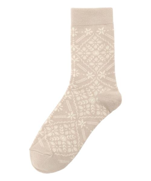 Samansa Mos2（サマンサ モスモス）の「レース柄ソックス（ソックス/靴下・レディース・チャコールグレー/ベージュ・F）」の3枚目の写真