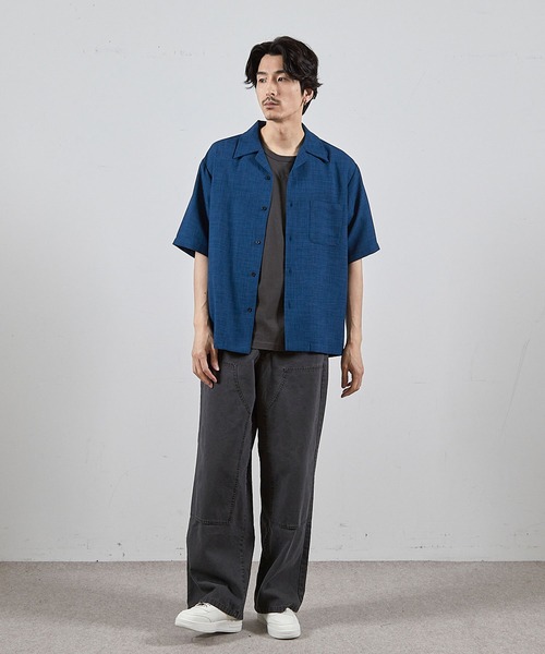 RATTLE TRAP（ラトルトラップ）の「ワッフルカチオンオープンカラー半袖シャツ（シャツ/ブラウス・メンズ・ネイビー/ダークブルー・L/M）」の4枚目の写真