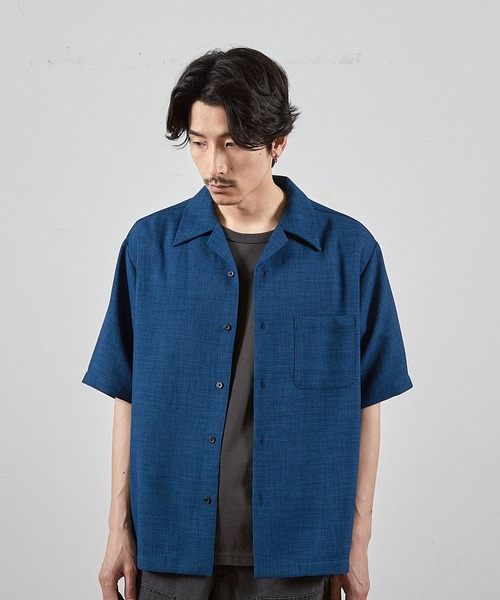 RATTLE TRAP（ラトルトラップ）の「ワッフルカチオンオープンカラー半袖シャツ（シャツ/ブラウス・メンズ・ネイビー/ダークブルー・L/M）」の21枚目の写真