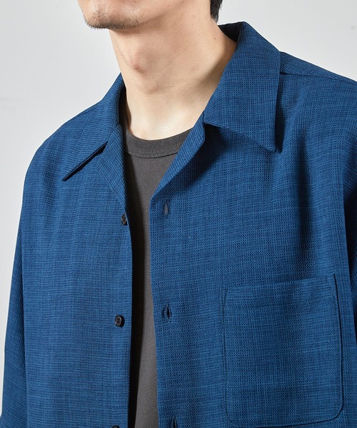 RATTLE TRAP（ラトルトラップ）の「ワッフルカチオンオープンカラー半袖シャツ（シャツ/ブラウス・メンズ・ネイビー/ダークブルー・L/M）」の22枚目の写真