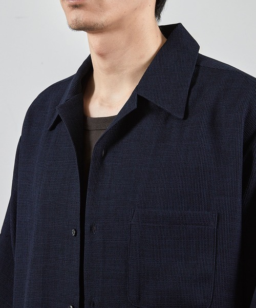 RATTLE TRAP（ラトルトラップ）の「ワッフルカチオンオープンカラー半袖シャツ（シャツ/ブラウス・メンズ・ネイビー/ダークブルー・L/M）」の12枚目の写真