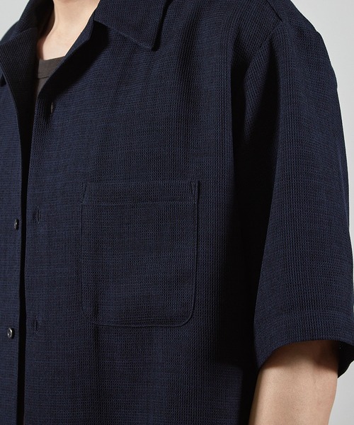 RATTLE TRAP（ラトルトラップ）の「ワッフルカチオンオープンカラー半袖シャツ（シャツ/ブラウス・メンズ・ネイビー/ダークブルー・L/M）」の13枚目の写真