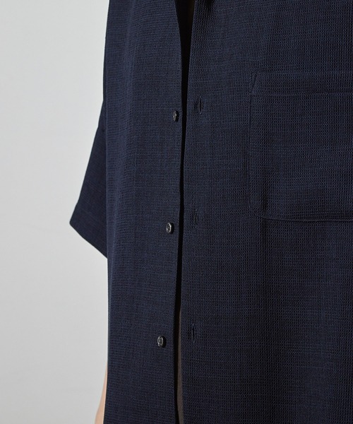 RATTLE TRAP（ラトルトラップ）の「ワッフルカチオンオープンカラー半袖シャツ（シャツ/ブラウス・メンズ・ネイビー/ダークブルー・L/M）」の14枚目の写真