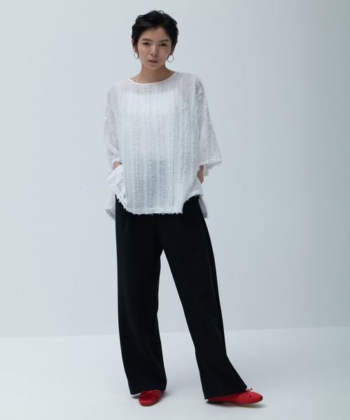 Brown&Street(ブラウンアンドストリート)の「ワイドフリンジトップス(シャツ/ブラウス・レディース・ブラック/ホワイト・FREE)」の13枚目の写真