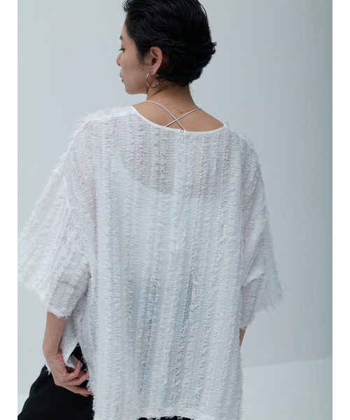 Brown&Street(ブラウンアンドストリート)の「ワイドフリンジトップス(シャツ/ブラウス・レディース・ブラック/ホワイト・FREE)」の14枚目の写真