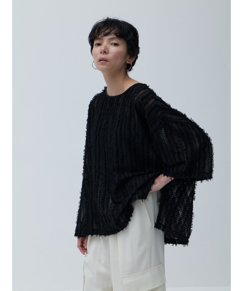 Brown&Street(ブラウンアンドストリート)の「ワイドフリンジトップス(シャツ/ブラウス・レディース・ブラック/ホワイト・FREE)」の19枚目の写真