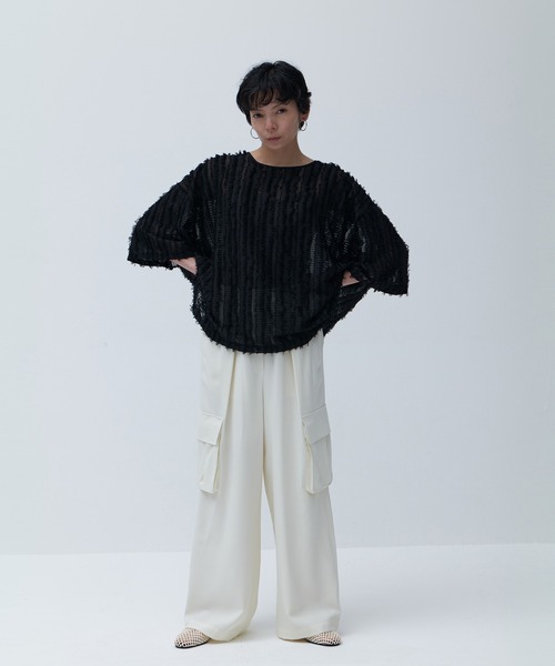 Brown&Street(ブラウンアンドストリート)の「ワイドフリンジトップス(シャツ/ブラウス・レディース・ブラック/ホワイト・FREE)」の20枚目の写真