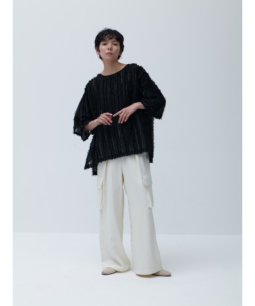 Brown&Street(ブラウンアンドストリート)の「ワイドフリンジトップス(シャツ/ブラウス・レディース・ブラック/ホワイト・FREE)」の22枚目の写真